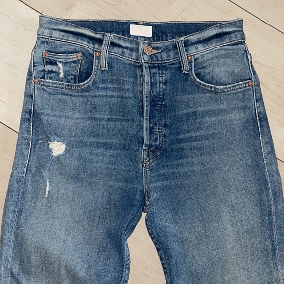 Mother Jeans The Tomcat Ankle Helter Skelter lightening bolt distressed jeans 27 - Picture 5 of 15